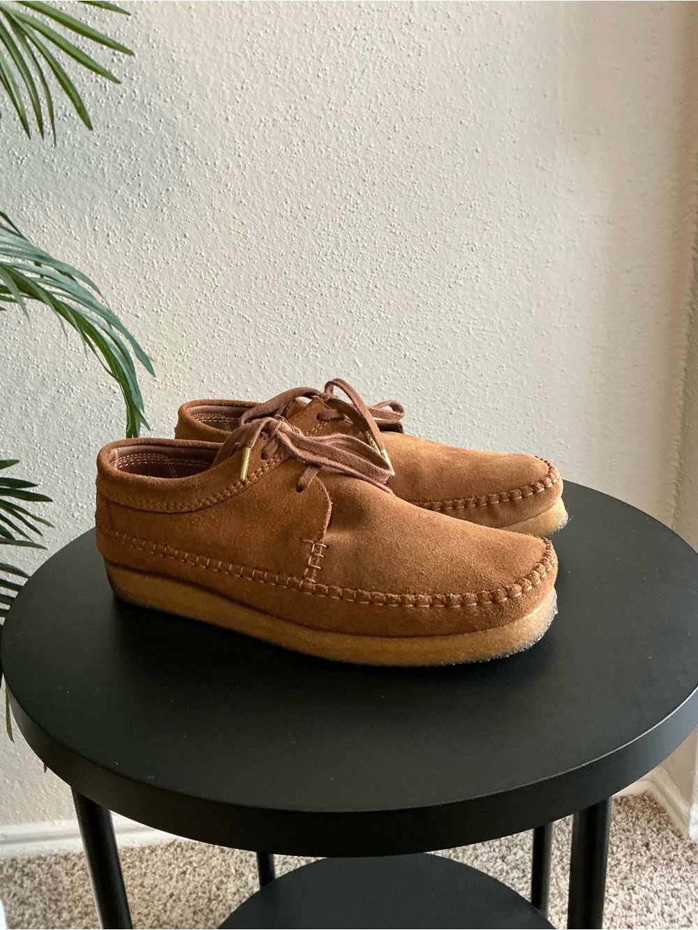 Clarks Men's Suede Wallabee-Style Moccasin in Tan/Brown